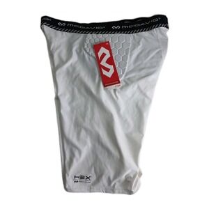 NWT McDavid Basketball Padded Compression Shorts Men's WHITE Size 2XL